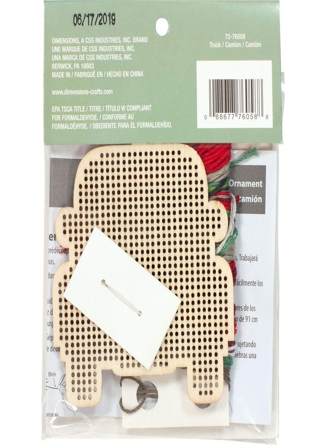 Dimensions Counted Cross Stitch, Vintage Truck Wooden Christmas Ornament Craft Kit, 1 Pc - Image 3