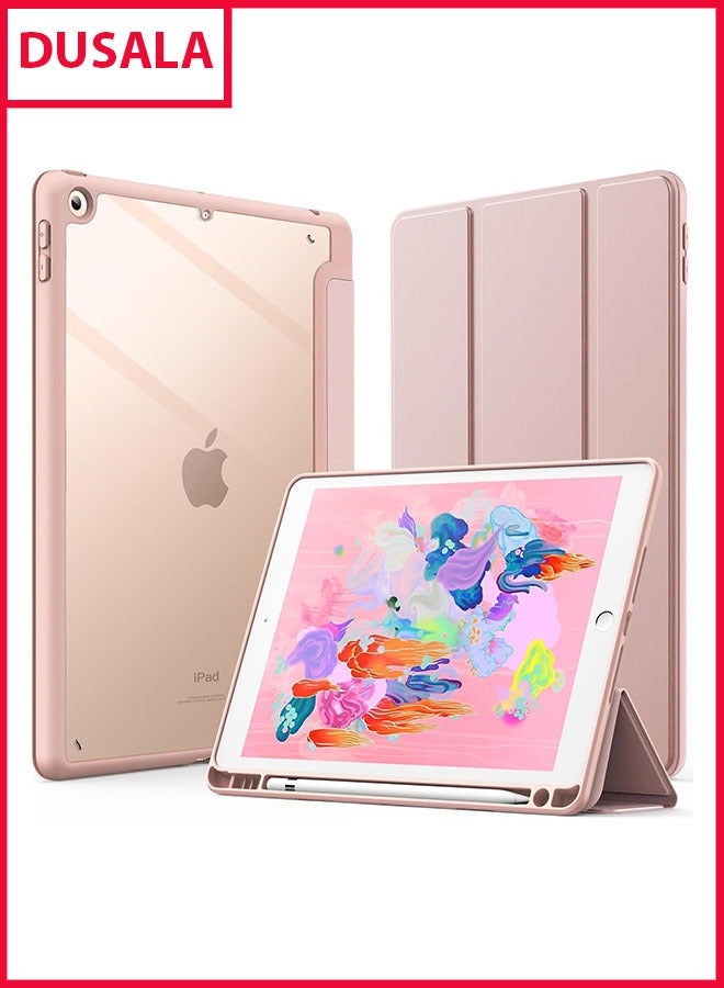 دوسالا حافظة لجهاز iPad مقاس 9.7 بوصة (الجيل السادس/الخامس، 2018/2017) مع حامل قلم، غطاء واقٍ رفيع مع غطاء خلفي شفاف لجهاز iPad Pro مقاس 9.7 بوصة، يدعم الإيقاظ/السكون التلقائي، (وردي) - Image 1