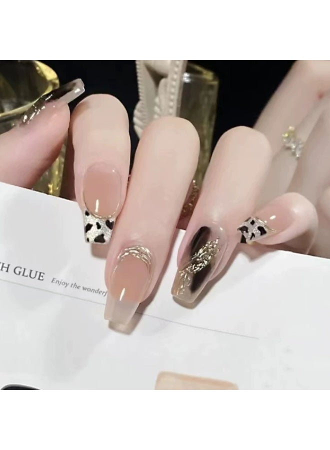 Goolsky Silver Shimmer Leopard Print Gilding Press-on Nails for Retro Autumn Winter Fashion & Vintage Outfits - Image 3