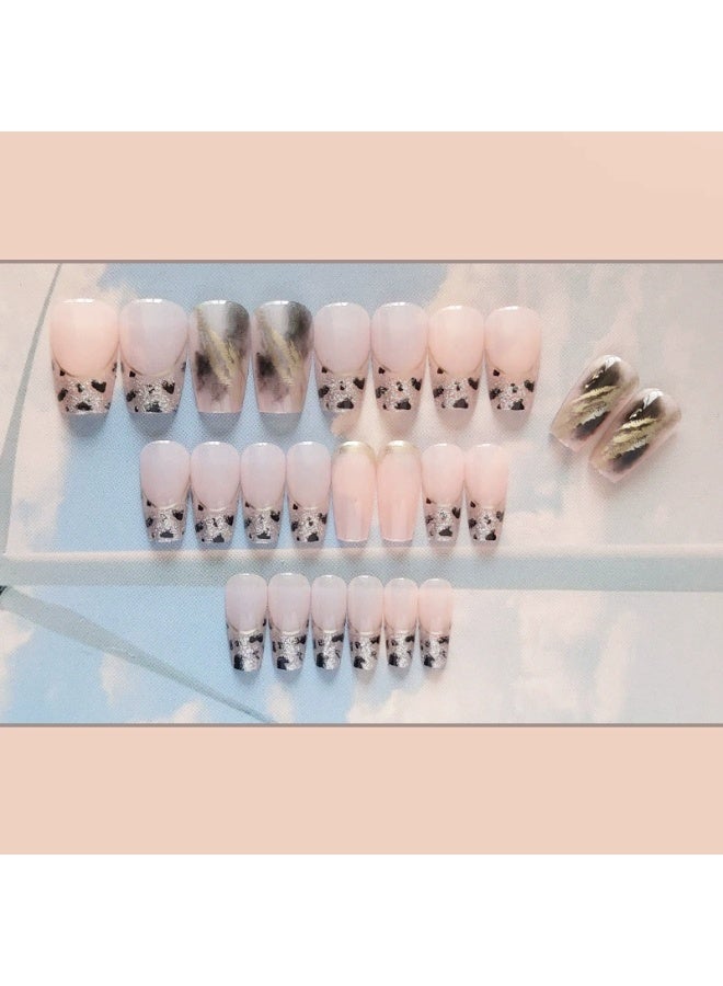 Goolsky Silver Shimmer Leopard Print Gilding Press-on Nails for Retro Autumn Winter Fashion & Vintage Outfits - Image 4