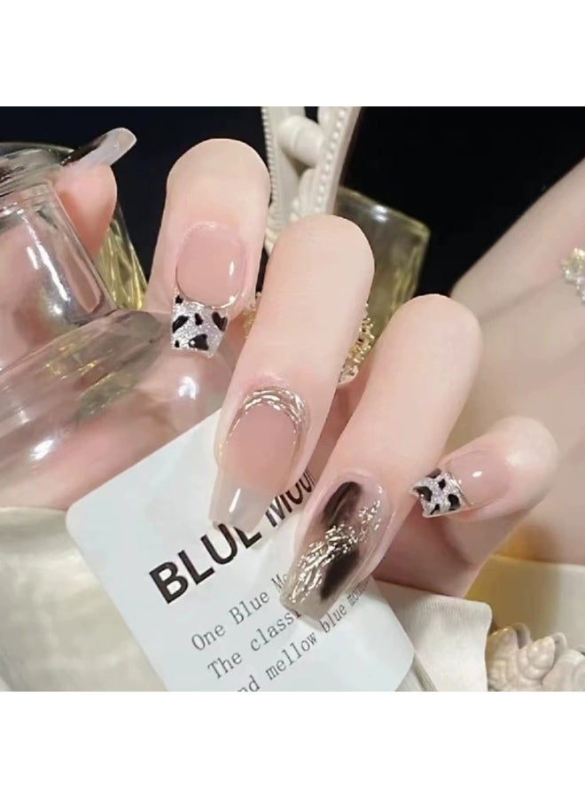 Goolsky Silver Shimmer Leopard Print Gilding Press-on Nails for Retro Autumn Winter Fashion & Vintage Outfits - Image 1