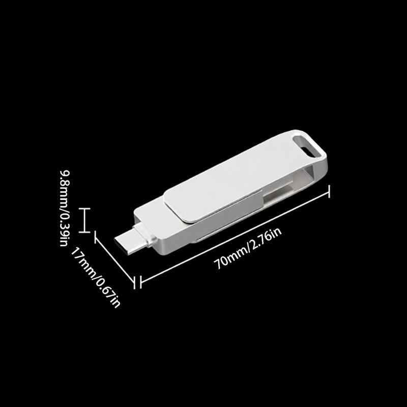 محرك فلاش مزدوج من نوع USB-C/USB USB 3.2 ومحرك فلاش مزدوج من نوع USB-C عالي السرعة 150 ميجابايت في الثانية وحماية دوارة 360 درجة للاستخدام المزدوج على الهواتف المحمولة والأجهزة الكمبيوترية - Image 4