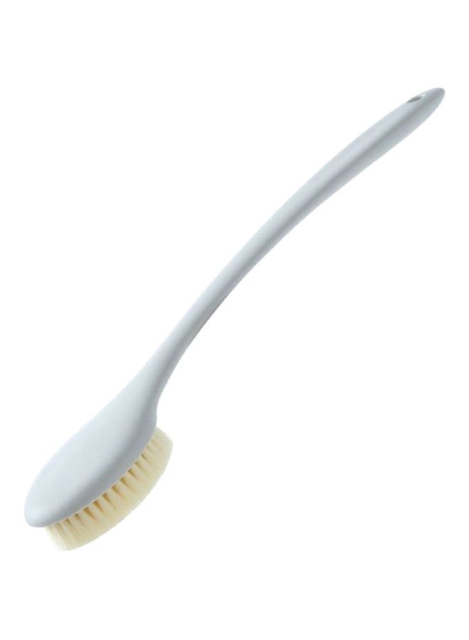 NIBEMINENT Soft Bristles Back Bath Shower Scrubber White/Beige 7x1x3cm