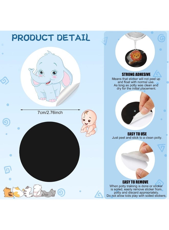 Geyee Geyee 24 Pcs Potty Training Stickers Potty You Pee on Toilet Reveal Stickers Chart Reusable Pee Decals Color Changing Seat Toilet Targets for Boys Girls Kids Training Use(Animal) - Image 3