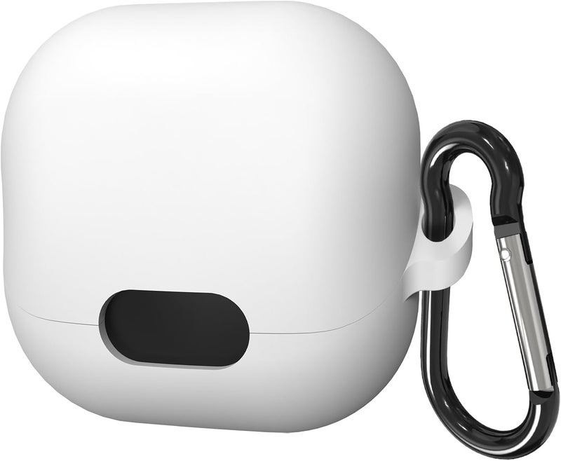 Geekria Silicone Case Cover Compatible with Soundcore by Anker Liberty 4 NC True Wireless Earbuds, Protective Earphones Skin Cover with Keychain Hook, Charging Port Accessible (White) - Image 1