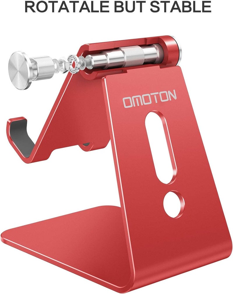 Omoton Adjustable Cell Phone Stand, C2 Aluminum Desktop Phone Holder Dock Compatible with iPhone 15 14 13 Xs XR 8 Plus 7 6, Samsung Galaxy, Google Pixel, Android Phones, Red - Image 5