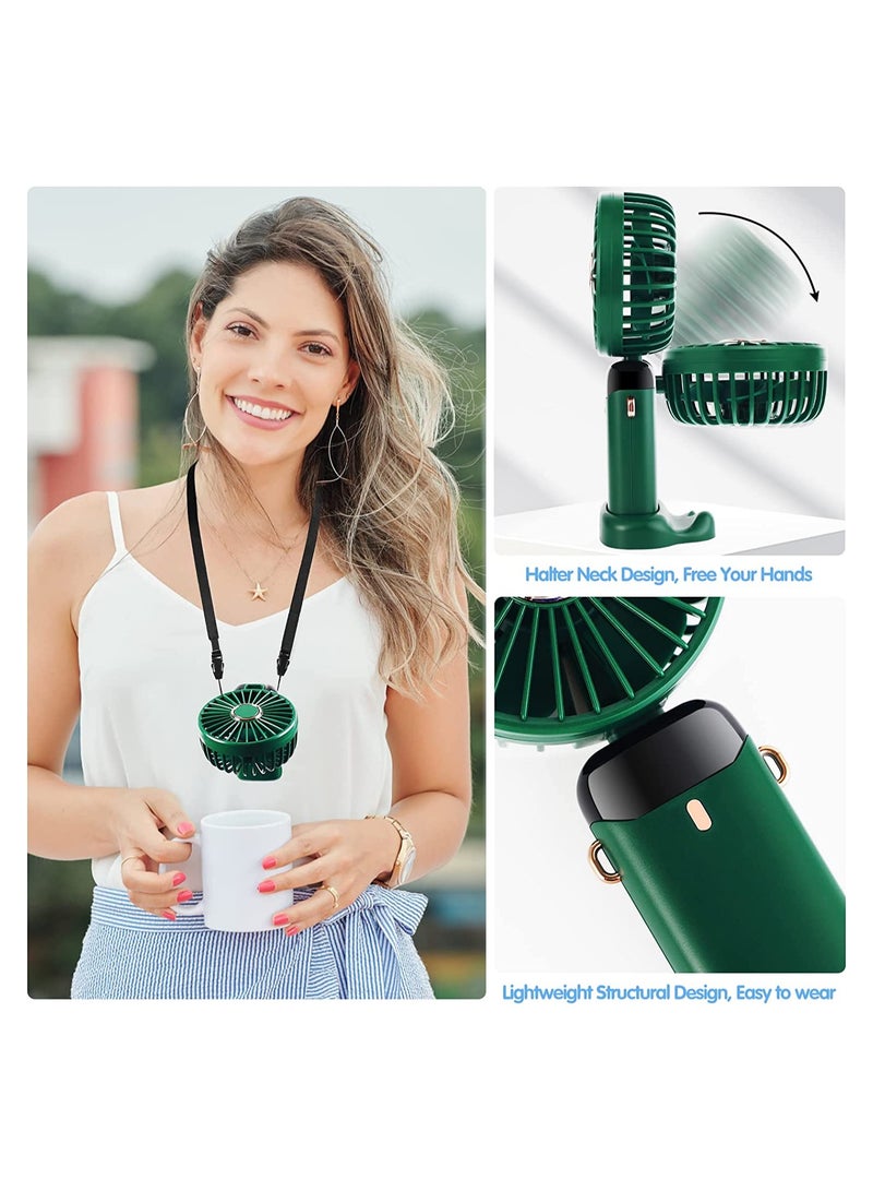 Zikra Mini Handheld Fan, 5 Speeds Portable Personal Fans with LED Screen 90¬∞ Adjustable Cooling Fan Removable Base, 5000mAh Quiet USB Fan for Home Office Outdoor Travel, 16-24 Hours Working (Green) - Image 2