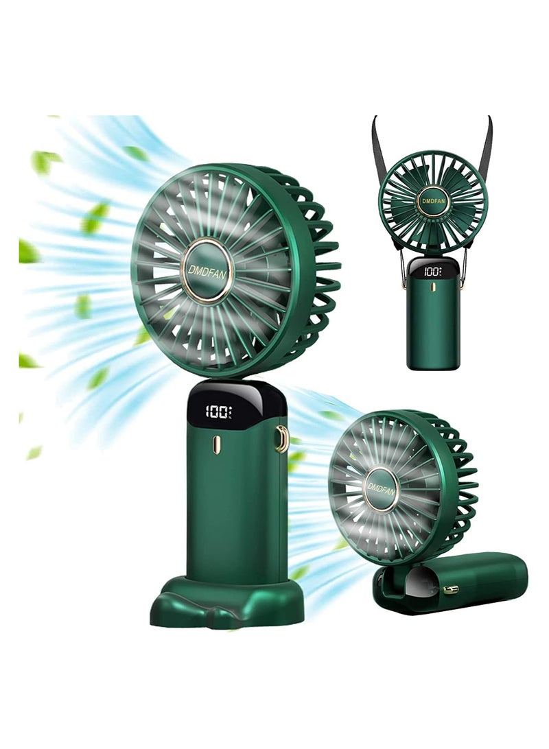 Zikra Mini Handheld Fan, 5 Speeds Portable Personal Fans with LED Screen 90¬∞ Adjustable Cooling Fan Removable Base, 5000mAh Quiet USB Fan for Home Office Outdoor Travel, 16-24 Hours Working (Green) - Image 1
