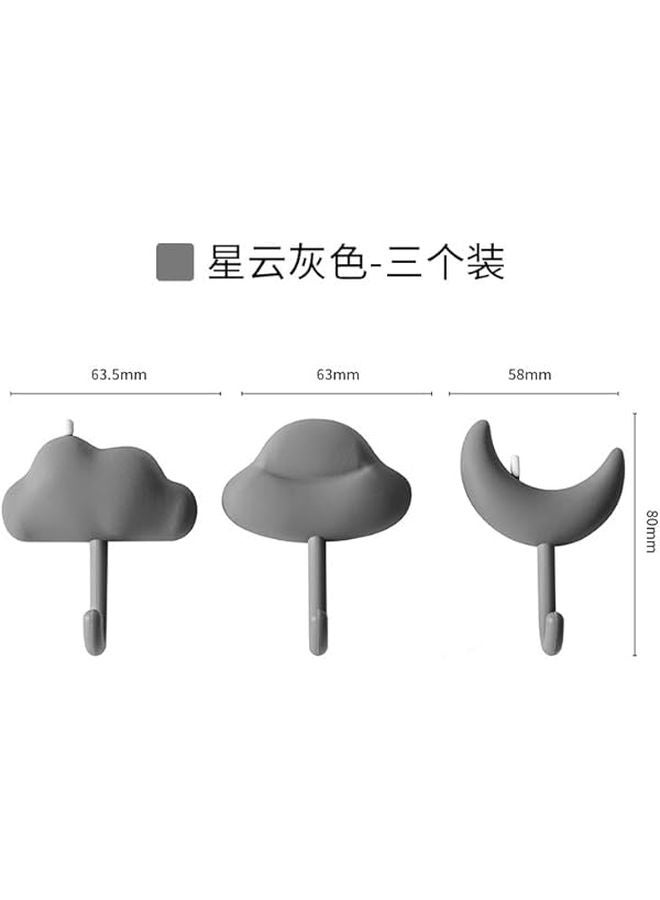 3M خطافات لاصقة قوية تحمل أحمالًا ثقيلة بدون حفر خطافات سحابة رمادية للمطبخ الحمام المهجع - Image 3