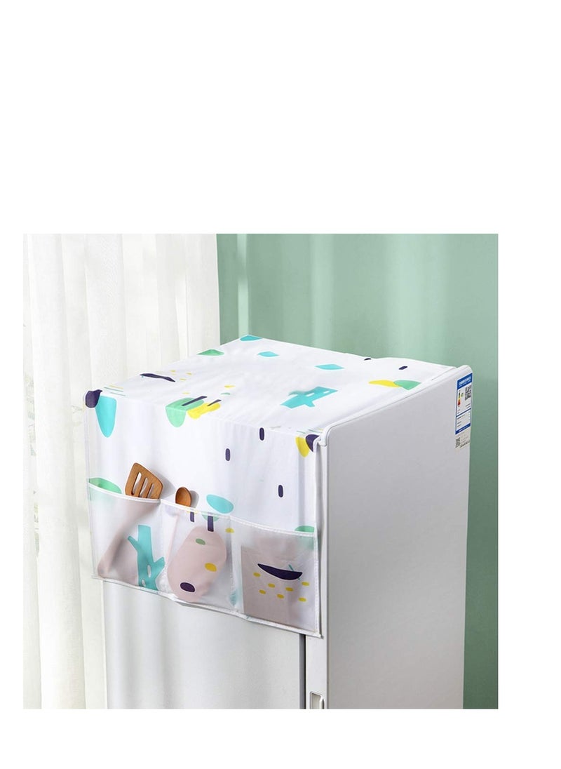 KASTWAVE Refrigerator Hanging Bag, Fridge Cover, Waterproof Refrigerator Washing Machine Top Dustproof Microwave Oven Cover with Kitchenware Organizer Pockets for Kitchen Home and More 2 Pcs  - Image 4