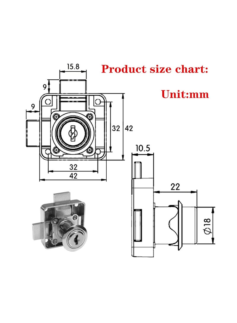 SOLARAE Double Door Cabinet Lock Cabinet Drawer Lock ‚ÄãDouble Deadbolt Door Lock Drill Diameter 19mm for 15mm-22mm Door Panels, Right Side Door Mount - Image 5