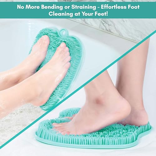 Beauté Secrets foot scrubber mat Cleans, Smooths, Exfoliates & Massages Your Feet Without Bending, Improve Foot Circulation & Soothe Achy Feet, Green - Image 3