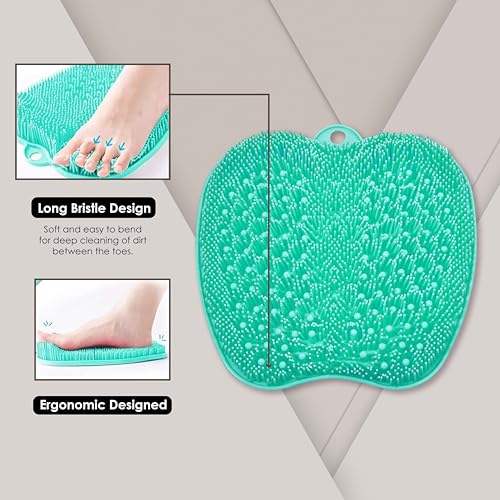 Beauté Secrets foot scrubber mat Cleans, Smooths, Exfoliates & Massages Your Feet Without Bending, Improve Foot Circulation & Soothe Achy Feet, Green - Image 5