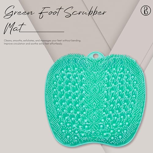 Beauté Secrets foot scrubber mat Cleans, Smooths, Exfoliates & Massages Your Feet Without Bending, Improve Foot Circulation & Soothe Achy Feet, Green - Image 2