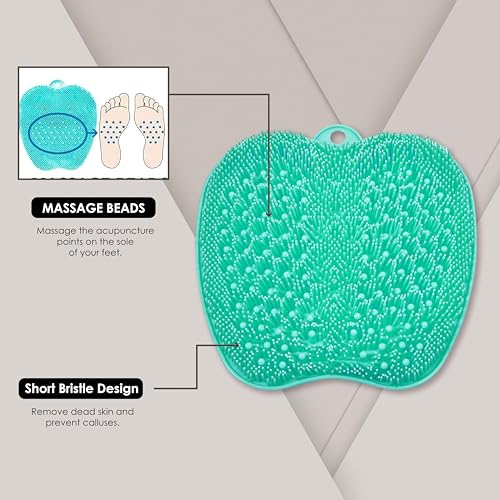 Beauté Secrets foot scrubber mat Cleans, Smooths, Exfoliates & Massages Your Feet Without Bending, Improve Foot Circulation & Soothe Achy Feet, Green - Image 4