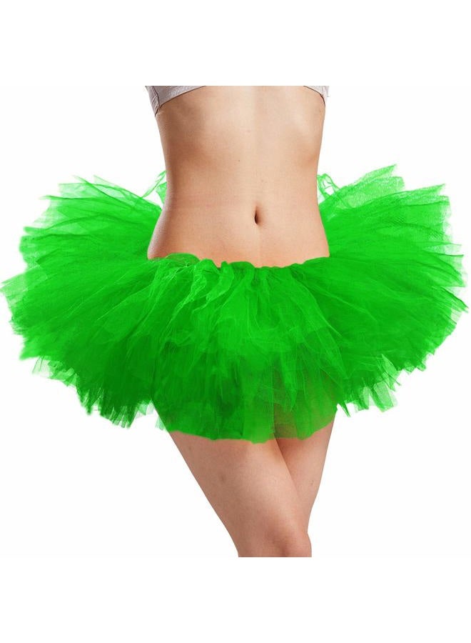 Phantomon Tutu Skirt Women's Teens Elastic 5 Layered Tulle Skirts Ultra Fluffy, Green, One size - Image 1