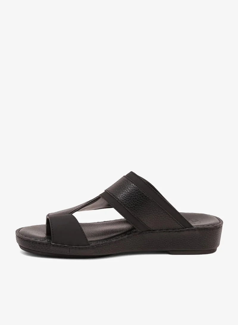 Comfort Plus  COMFORT PLUS LEATHER SANDALS WITH COMFORTABLE FOOTBED BLACK for Men | Best Price UAE