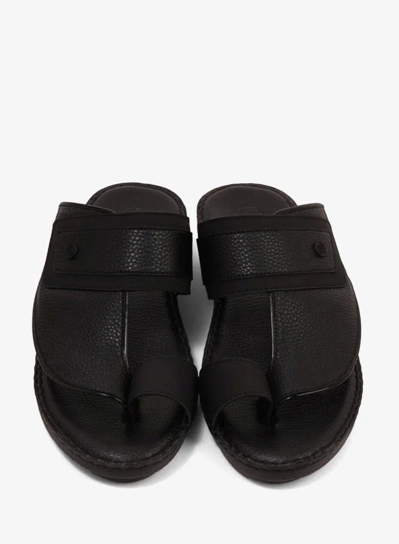 Comfort Plus  COMFORT PLUS LEATHER SANDALS WITH COMFORTABLE FOOTBED BLACK for Men | Best Price UAE