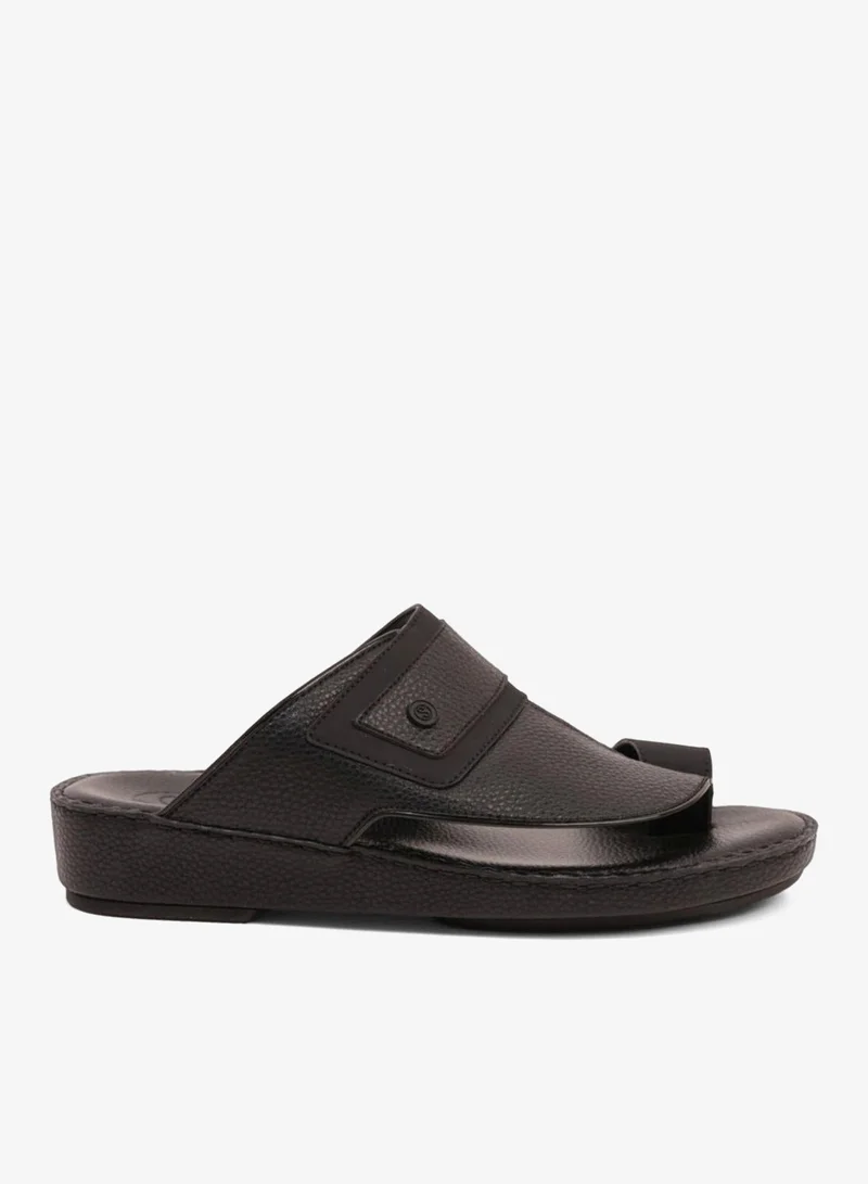 كومفورت بلس صنادل جلدية مريحة بمسند قدم مريح أسود