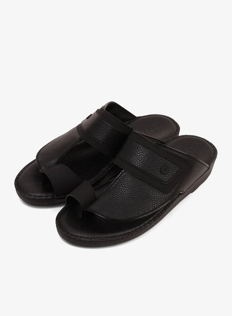 Comfort Plus  COMFORT PLUS LEATHER SANDALS WITH COMFORTABLE FOOTBED BLACK for Men | Best Price UAE