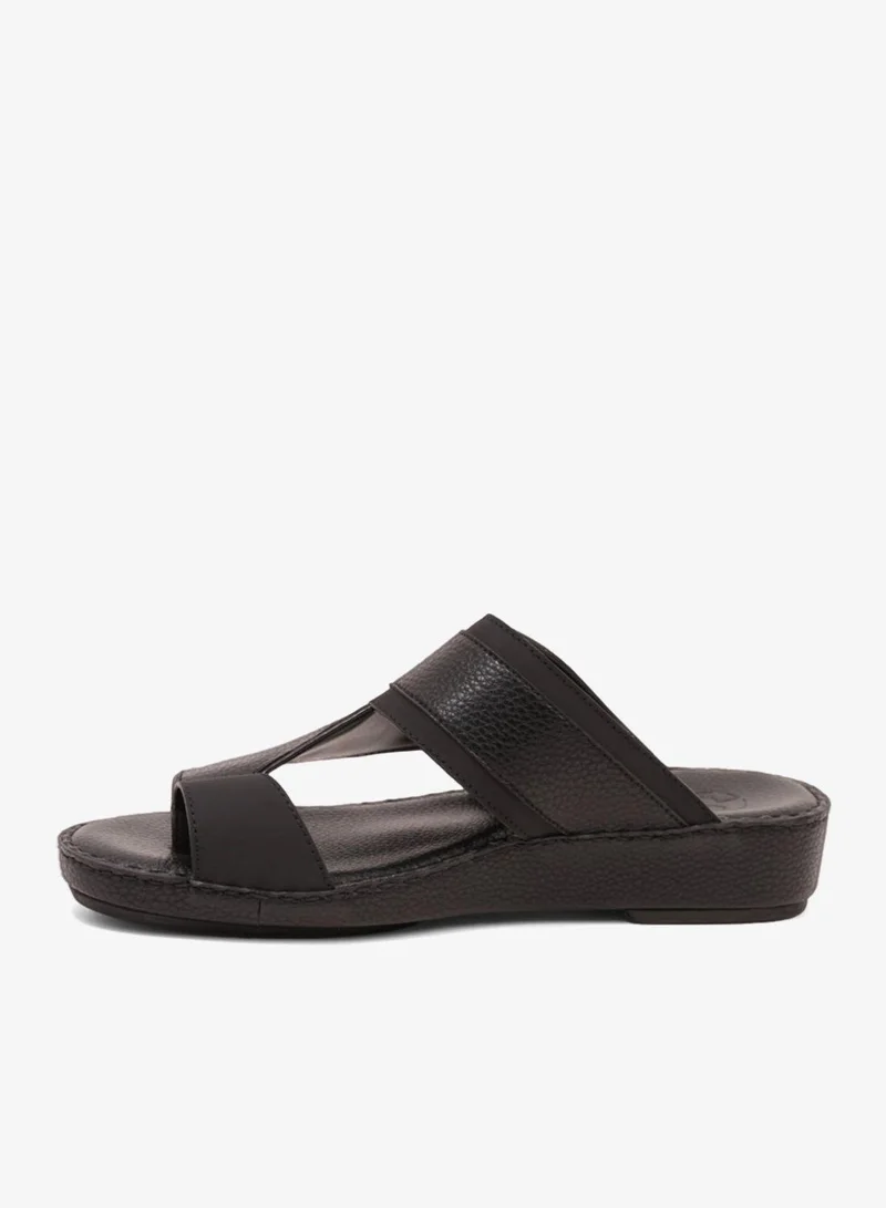 Comfort Plus  COMFORT PLUS LEATHER SANDALS WITH COMFORTABLE FOOTBED BLACK for Men | Best Price UAE