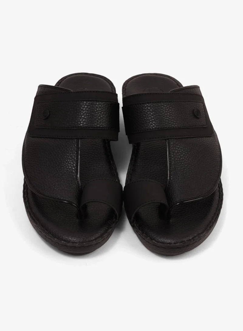 Comfort Plus  COMFORT PLUS LEATHER SANDALS WITH COMFORTABLE FOOTBED BLACK for Men | Best Price UAE