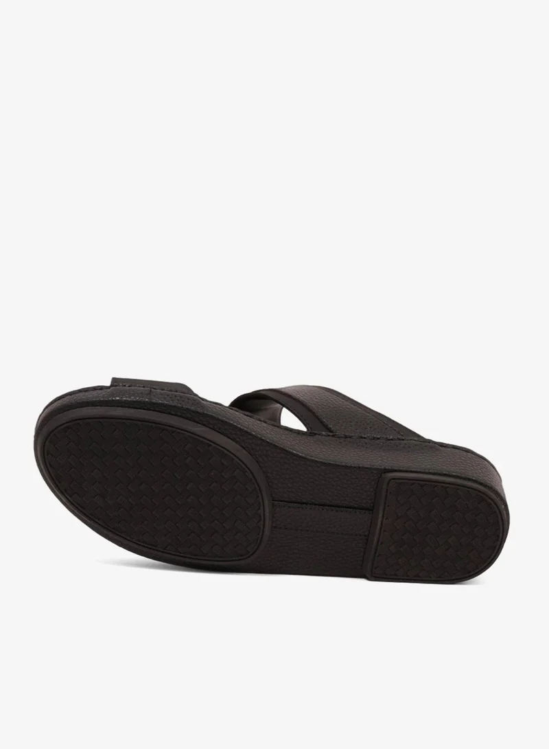 Comfort Plus  COMFORT PLUS LEATHER SANDALS WITH COMFORTABLE FOOTBED BLACK for Men | Best Price UAE