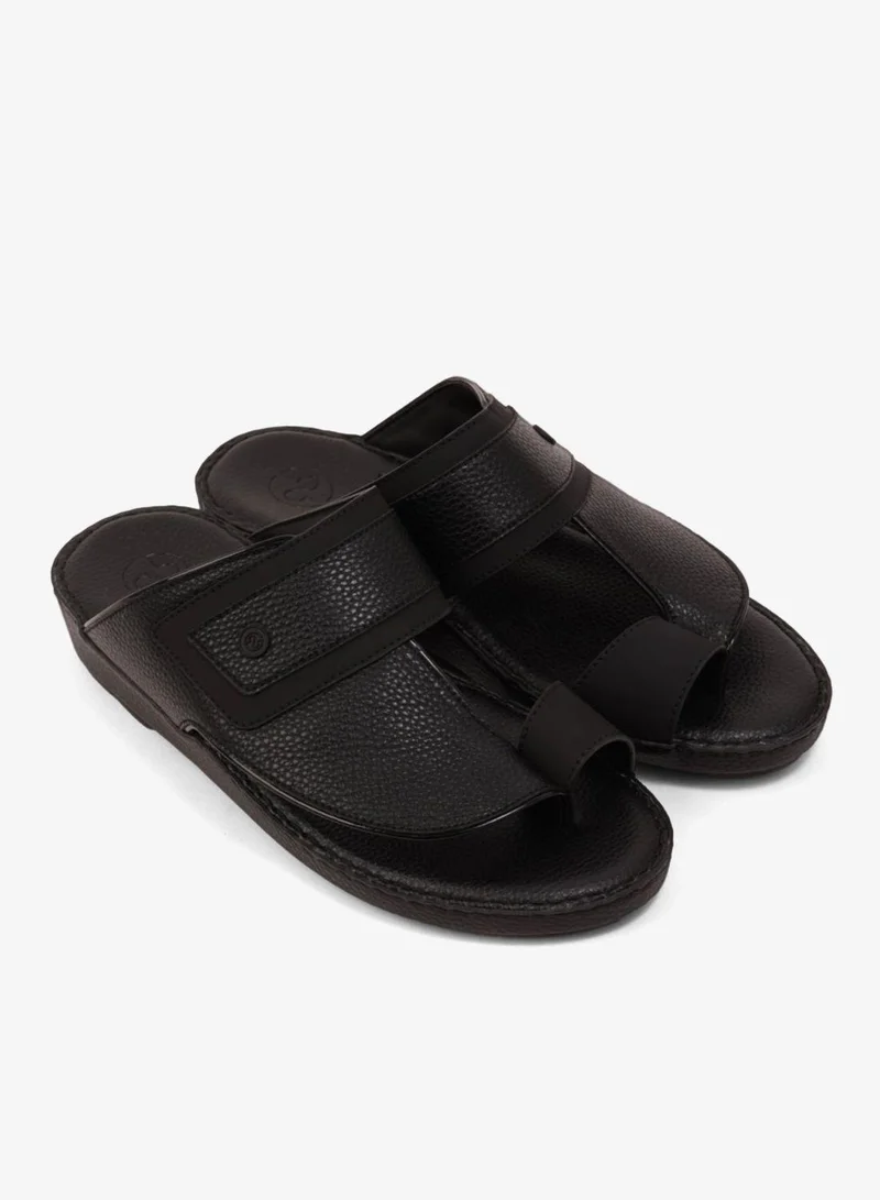 Comfort Plus COMFORT PLUS LEATHER SANDALS WITH COMFORTABLE FOOTBED BLACK
