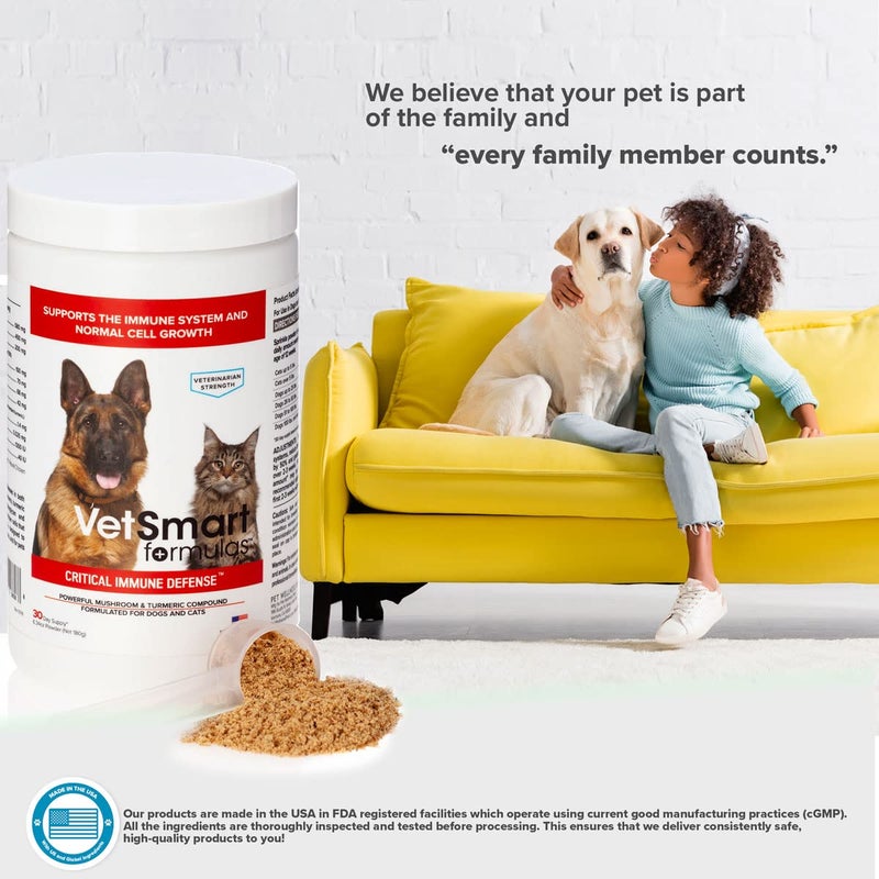 VetSmart Formulas Critical Immune Defense for Dogs & Cats; Supports Normal Cell Growth - Turkey Tail, Reishi, Shiitake and Maitake Mushroom Formula with Patented White Turmeric Root Extract - 30-Day Supply - Image 4