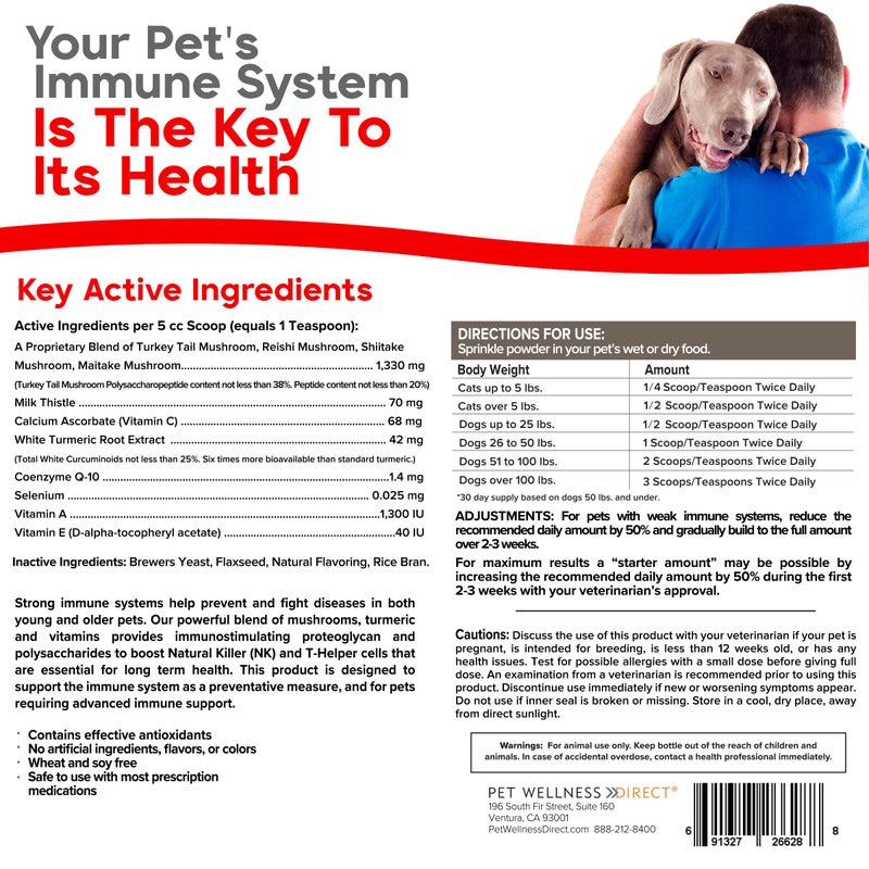 VetSmart Formulas Critical Immune Defense for Dogs & Cats; Supports Normal Cell Growth - Turkey Tail, Reishi, Shiitake and Maitake Mushroom Formula with Patented White Turmeric Root Extract - 30-Day Supply - Image 3