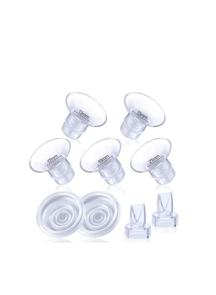 9 Pack,Breast Milk Pump Flange Inserts 13/15/17/19/21mm Compatible with Momcozy Wearable Breast Pump, for TSRETE/Spectra/Medela 24mm Shields/Flanges, Include Silicone Diaphragm&Duckbill Valve - Image 2