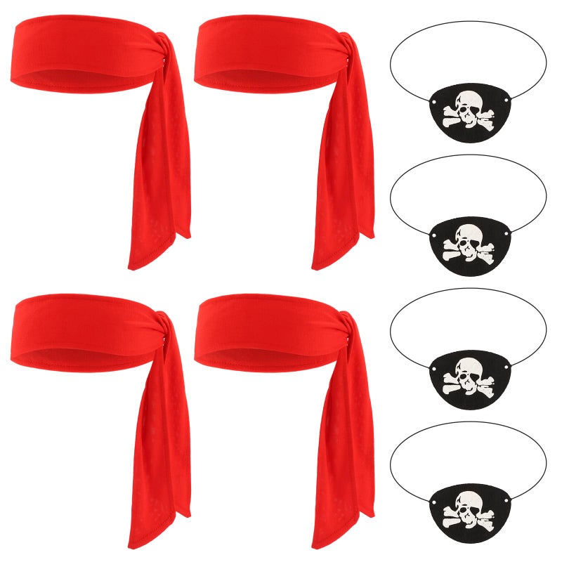 Chanaco Pirate Accessories 8Pcs Pirate Headband Costume Women Men Bandana Head Scarf Eye Patches for Halloween Party Favors Supplies - Image 1