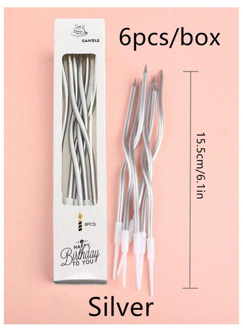 Birthday Decorations 6-piece candle set with a modern wavy design that adds a unique and distinctive touch to the cake. - Image 2