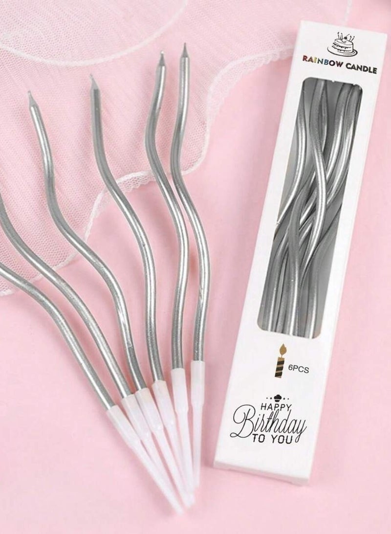 Birthday Decorations 6-piece candle set with a modern wavy design that adds a unique and distinctive touch to the cake. - Image 1