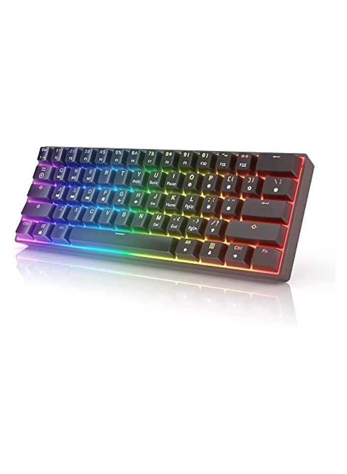 erorex Mechanical Gaming Keyboard - 61 Keys Multi Color RGB Illuminated LED Backlit Wired Programmable for PC/Mac Gamer Tactile (Gateron Optical Brown)  - Image 1