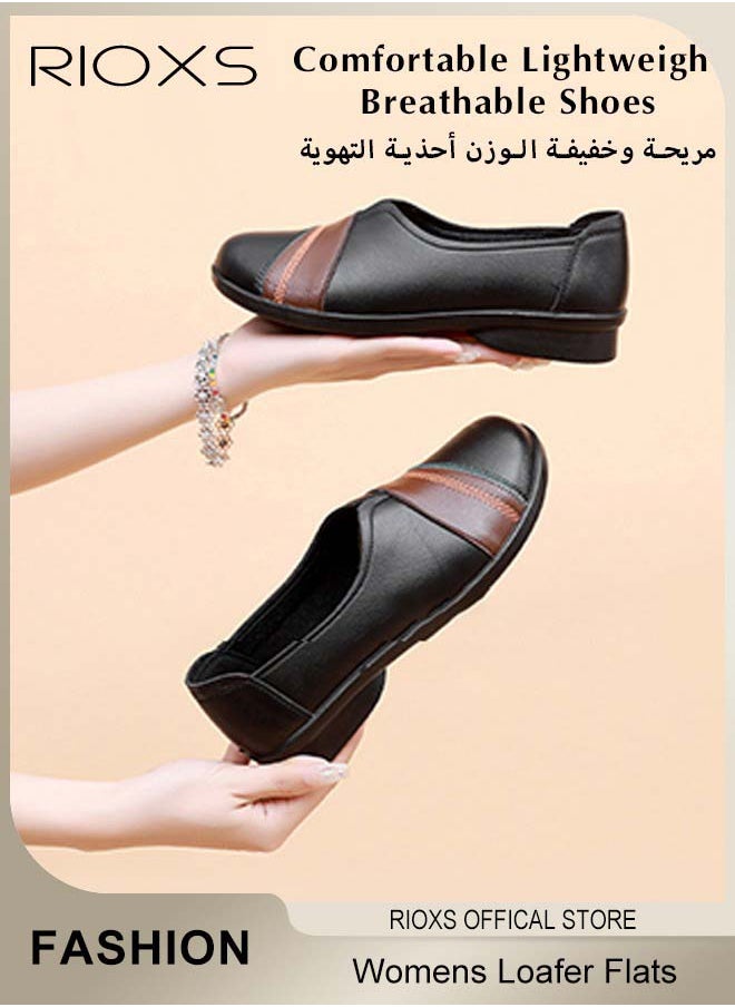 RIOXS Womens Loafer Flats Shoes Comfortable And Supportive Slip-Ons Uniform Formal Shoes With Low Block Heel For Work Business And Casual  - Image 3