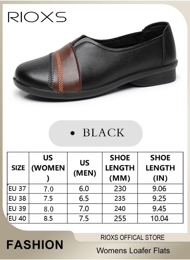 RIOXS - Womens Loafer Flats Shoes Comfortable And Supportive Slip-Ons Uniform Formal Shoes With Low Block Heel For Work Business And Casual - Image 1