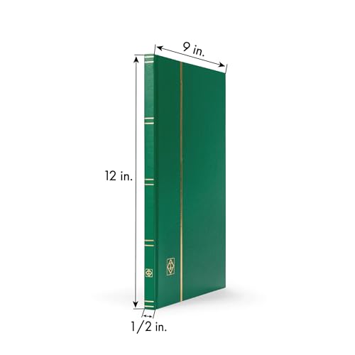 LIGHTHOUSE – “BASIC” Hard Cover Stockbook for Stamps – 16 Black Cardstock 9”x12” (A4) Pages with Clear Strips - Green - Image 4