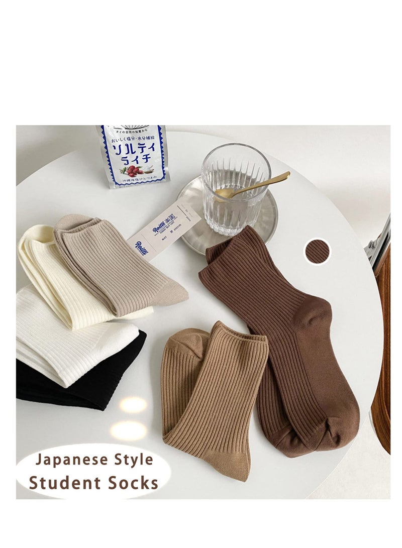 SYOSI 6 أزواج من الجوارب القطنية المريحة غير الرسمية للنساء، جوارب مطاطية بلون سادة للفتيات والطلاب - Image 2