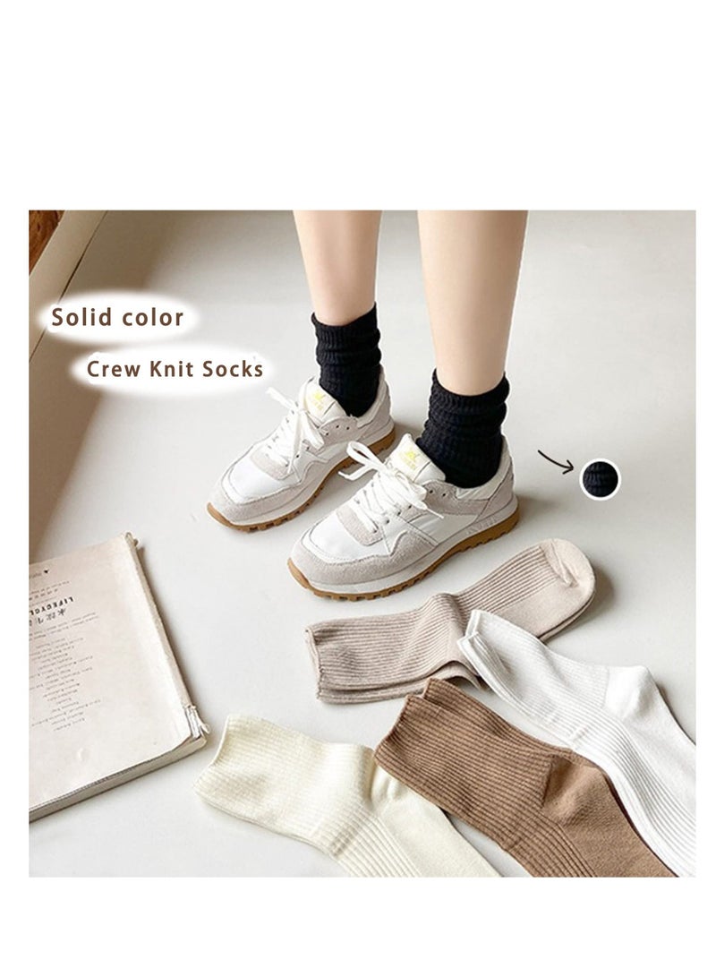 SYOSI 6 أزواج من الجوارب القطنية المريحة غير الرسمية للنساء، جوارب مطاطية بلون سادة للفتيات والطلاب - Image 4