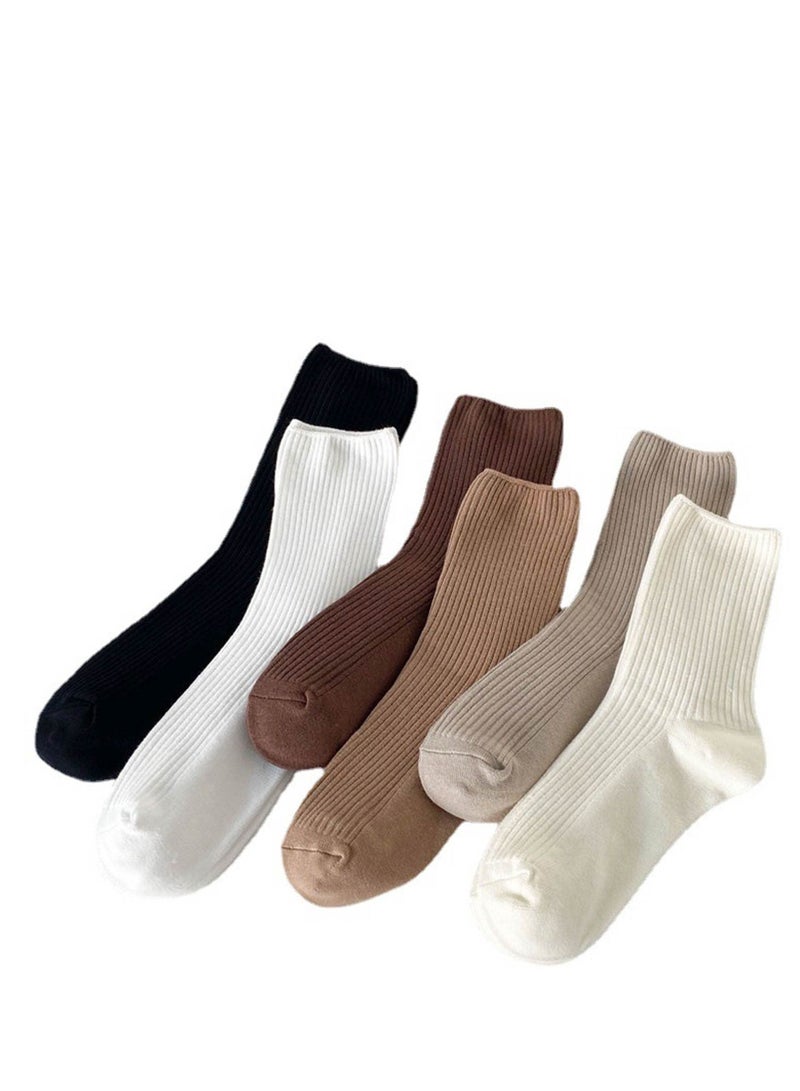 SYOSI 6 أزواج من الجوارب القطنية المريحة غير الرسمية للنساء، جوارب مطاطية بلون سادة للفتيات والطلاب - Image 1