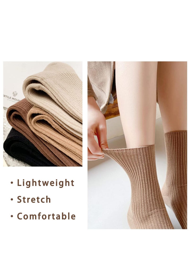 SYOSI 6 أزواج من الجوارب القطنية المريحة غير الرسمية للنساء، جوارب مطاطية بلون سادة للفتيات والطلاب - Image 5