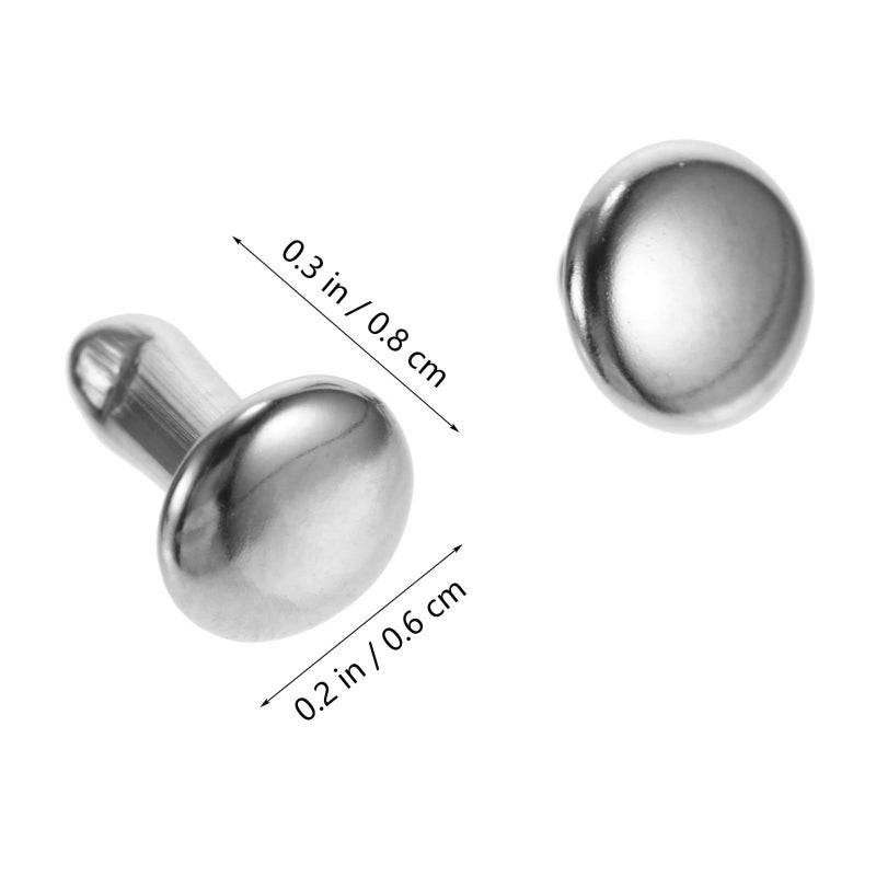 Double Sided Rivets 6x8mm Silver Leather Repair Studs for DIY Bags Shoes Craft 100 Sets - Image 3