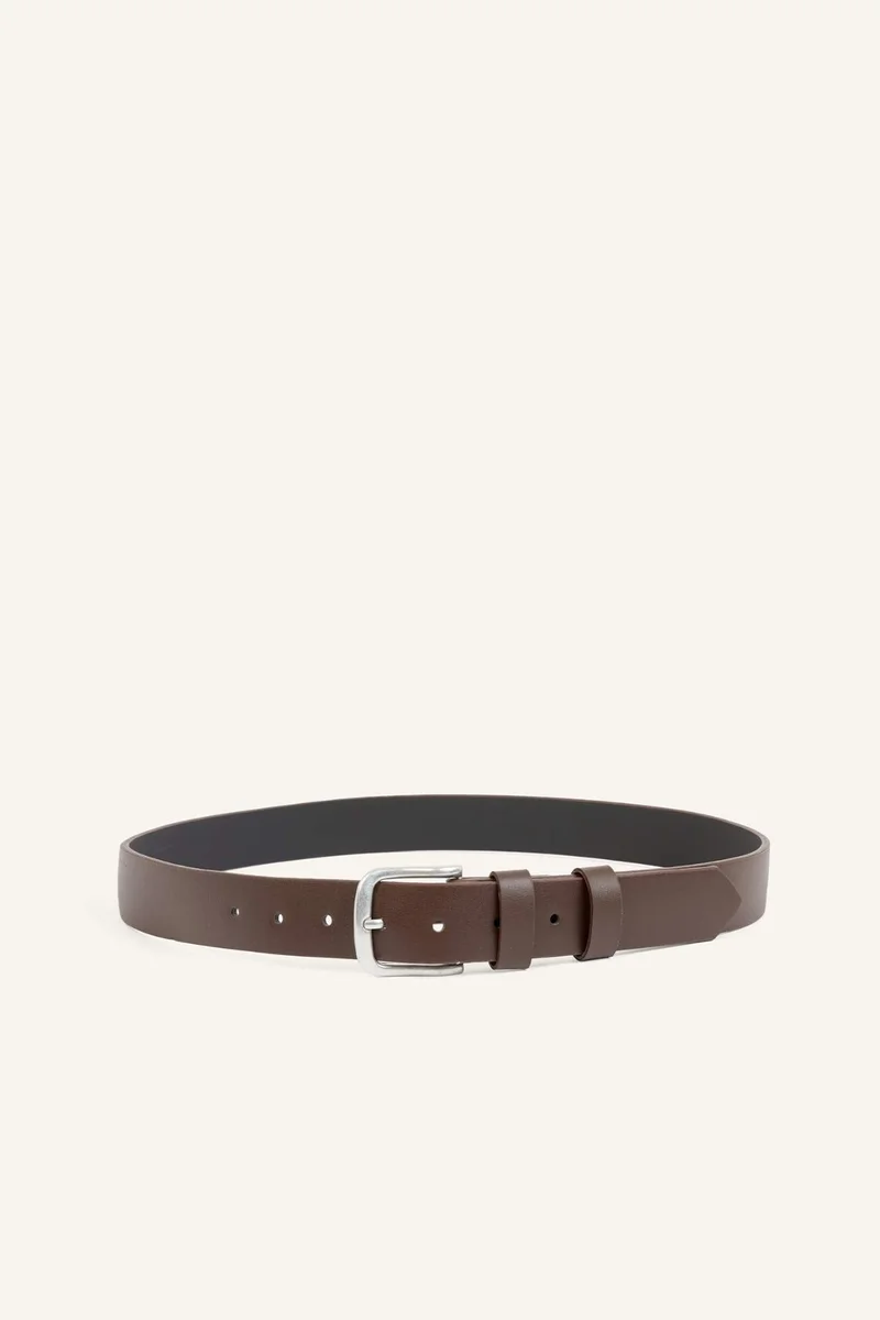Man Rectangle Clasp Faux Leather Classic Belt