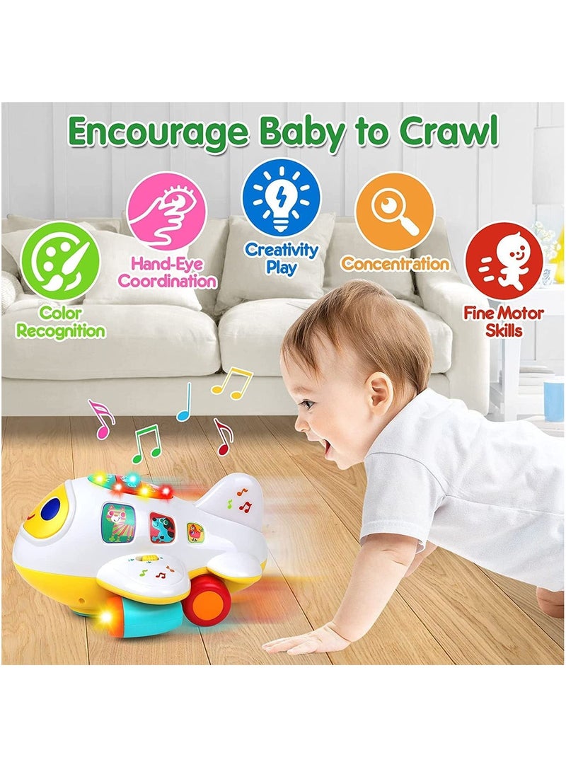 BAYBEE Multi-Functional Bump And Go Electronic Airplane Toys For Kids Baby Toy Airplane With 2 Mode Music Lights Alphabets Number Animals Sounds Early Learning Educational Musical Toys For Baby Kids - Image 2