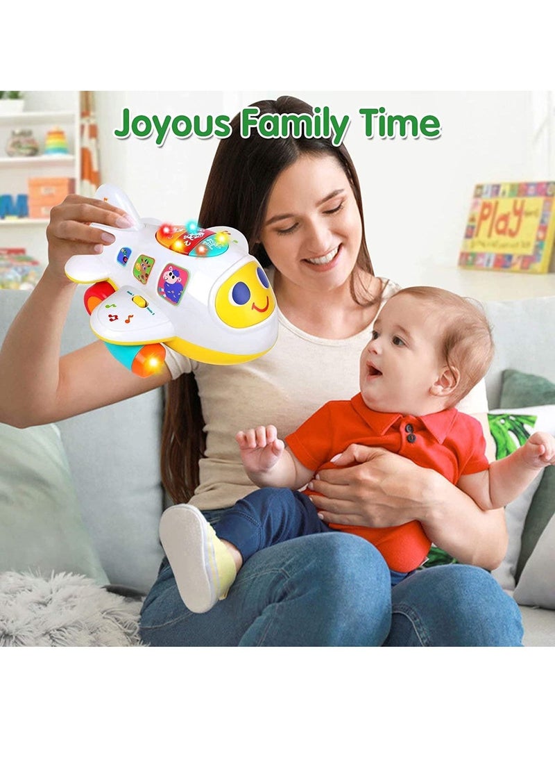 BAYBEE Multi-Functional Bump And Go Electronic Airplane Toys For Kids Baby Toy Airplane With 2 Mode Music Lights Alphabets Number Animals Sounds Early Learning Educational Musical Toys For Baby Kids - Image 5