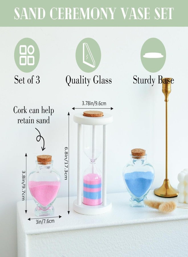 LIKEYO Unity Sand for Wedding Ceremony Set - 3 Pcs Wedding Sand Ceremony Sets Includes 1 Unity Hour Glass and 2 Heart-Shape Glass Sand Ceremony Vase, Wedding Unity Ideas for Ceremony (Sand not Included） - Image 2