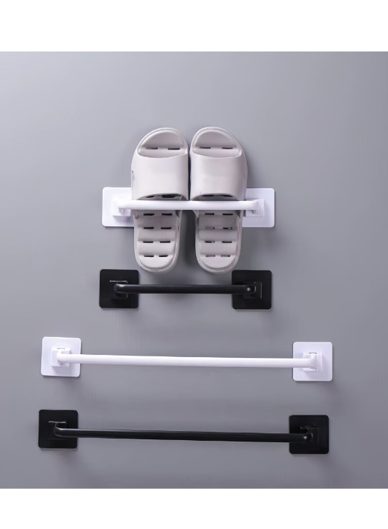 2PC Wall Mounted Towel Holder – Self-Adhesive Bathroom/Kitchen Towel Bar, Flip-Flop Hanger, Organizer Rack (Black S+L 24.5cm+34cm)  - Image 3