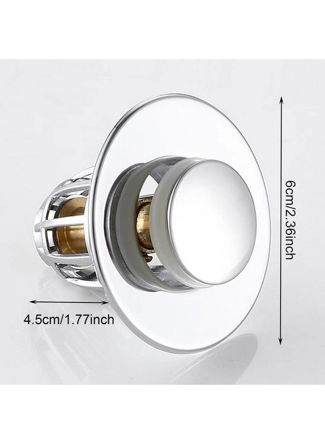 بيوينتي قطعة واحدة من سدادة تصريف حوض الحمام، فلتر تصريف من الفولاذ المقاوم للصدأ عالمي لحوض بحجم 1.06 بوصة - 1.65 بوصة مع مصفاة حوض من الكروم مع مصيدة شعر - Image 2