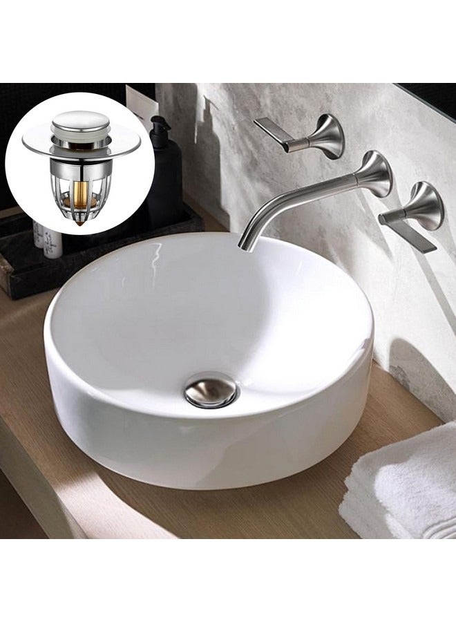 بيوينتي قطعة واحدة من سدادة تصريف حوض الحمام، فلتر تصريف من الفولاذ المقاوم للصدأ عالمي لحوض بحجم 1.06 بوصة - 1.65 بوصة مع مصفاة حوض من الكروم مع مصيدة شعر - Image 3